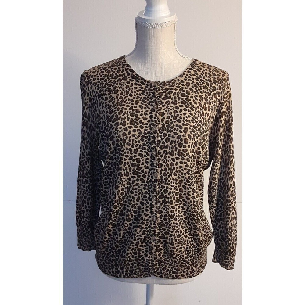 Women's SCOTT TAYLOR Size S Animal Print Cardigan w/3-quarter Length Sleeves